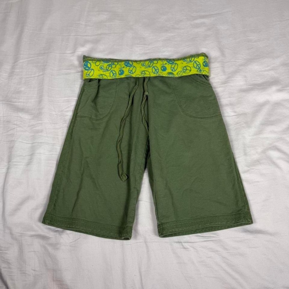 y2k SO green flared knee length sweat pants